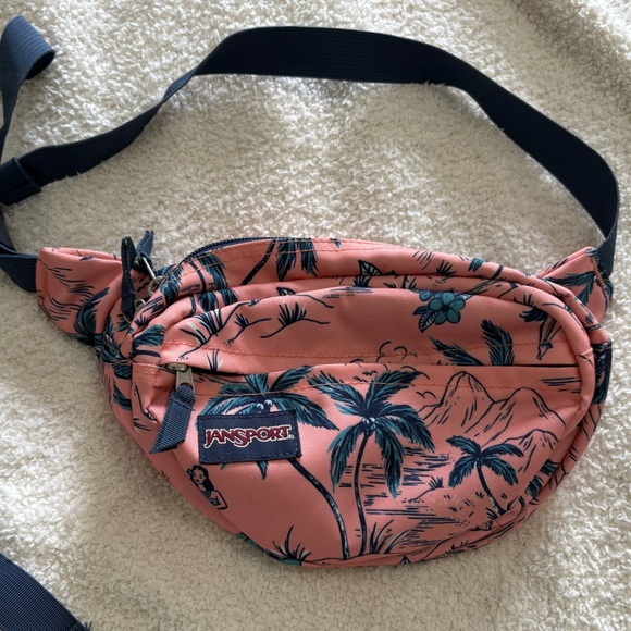 JANSPORT | Coral Tropical Print adjustable Waist Bag Fanny pack belt bag - Picture 2 of 2